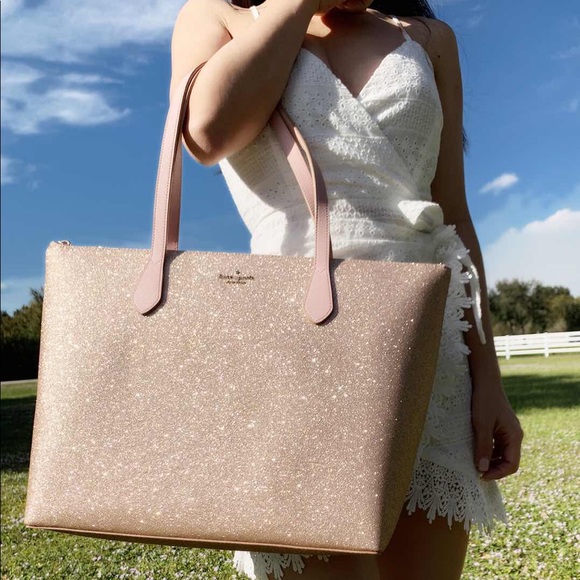 Glitter💕🇨🇦Kate Spade Large Tote Rose Gold - Picture 4 of 5